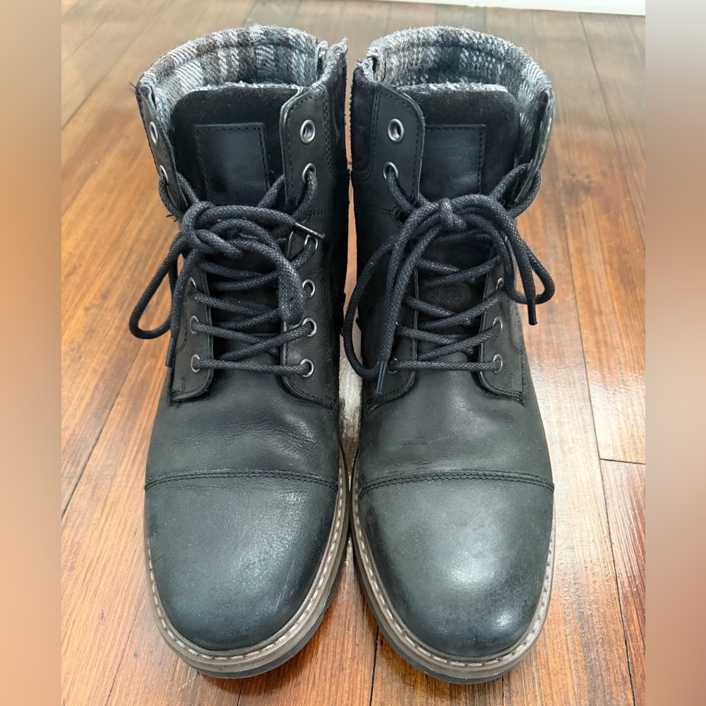 Men's Black Lace-Up Boots with Zipper